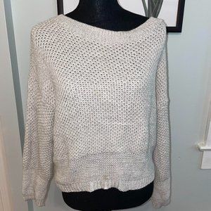 Express crochet knit sweater with tie open back